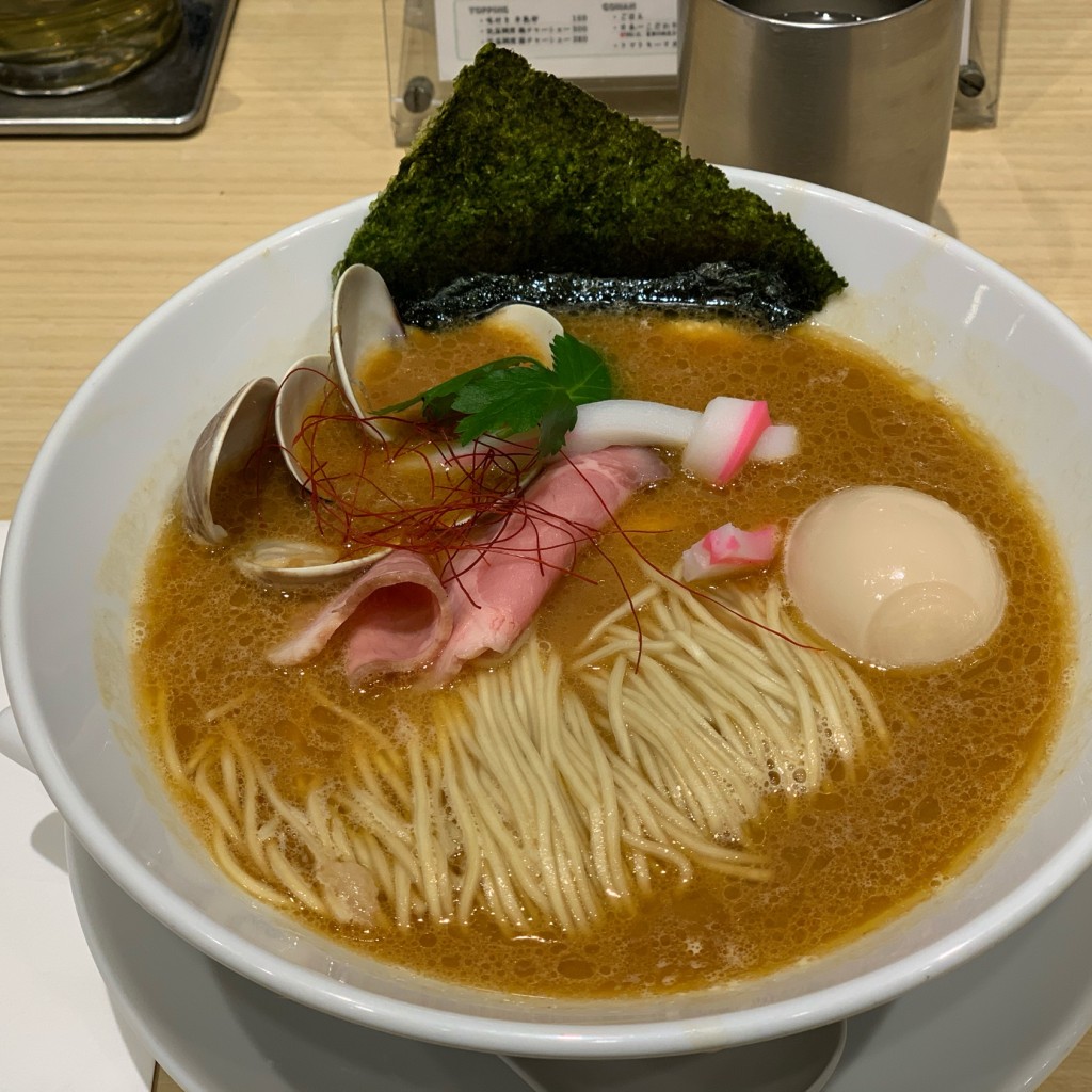 ユーザーが投稿した蛤と鶏の濃厚味噌SOBAの写真 - 実際訪問したユーザーが直接撮影して投稿した日本橋室町ラーメン / つけ麺むぎとオリーブ 日本橋店の写真