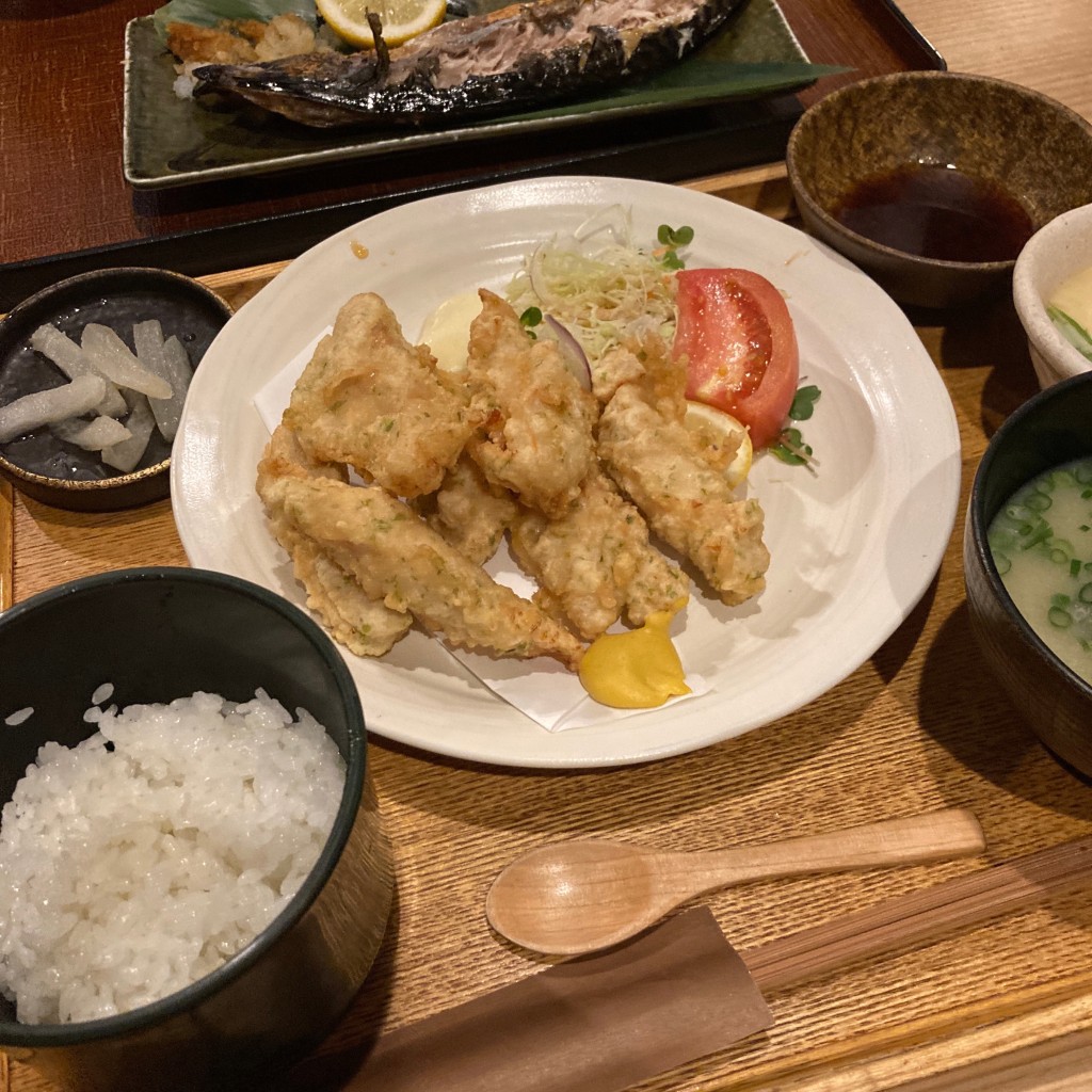 ユーザーが投稿した鶏天定食の写真 - 実際訪問したユーザーが直接撮影して投稿した中央町寿司寿司ろばた 八條の写真