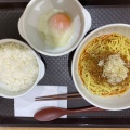 汁なし坦々麺+ライス+温泉卵 - 実際訪問したユーザーが直接撮影して投稿した扇担々麺汁なし担担麺 くにまつ LECT広島店の写真のメニュー情報