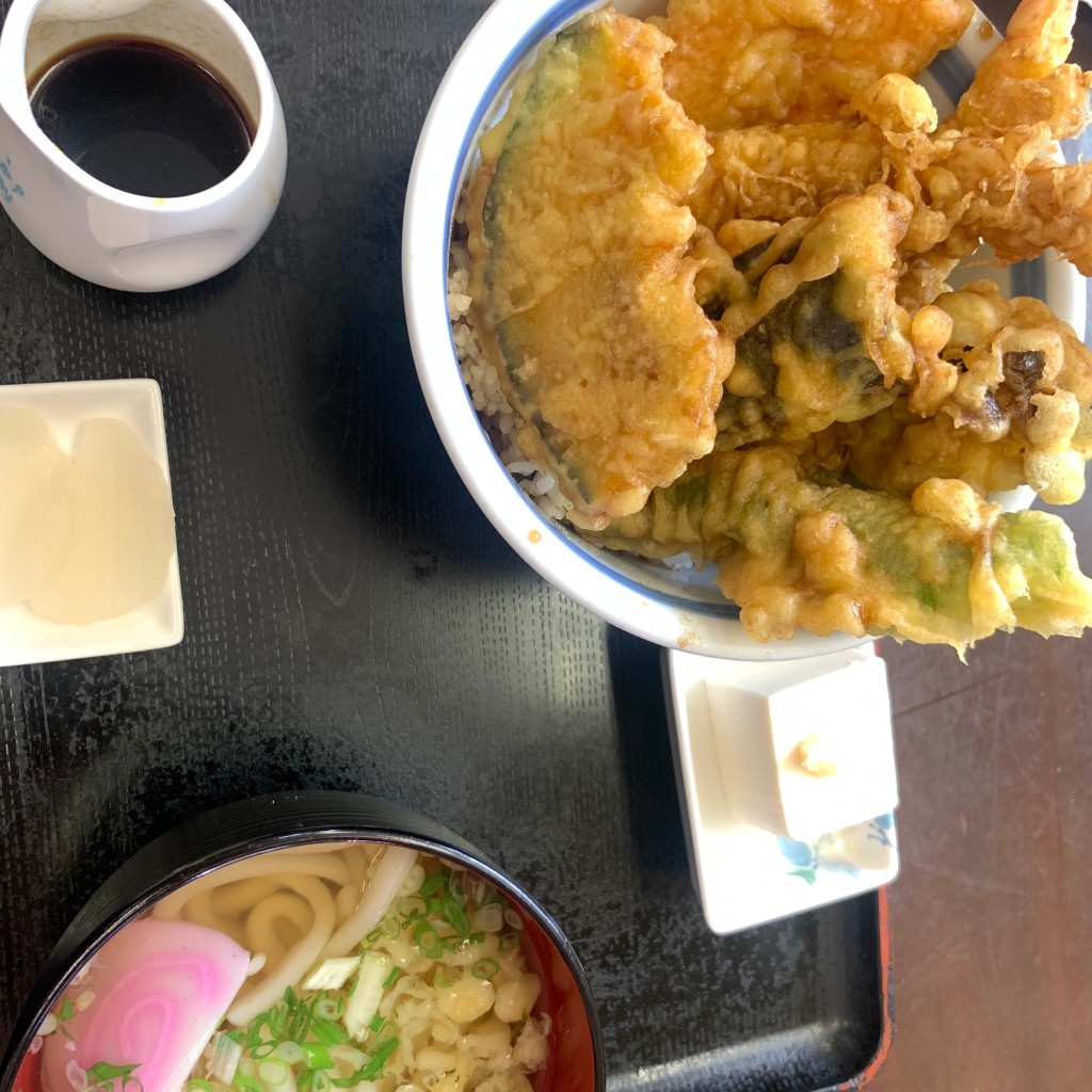 ユーザーが投稿した海老天丼セットミニうどんの写真 - 実際訪問したユーザーが直接撮影して投稿した大川筋定食屋尾木食堂の写真