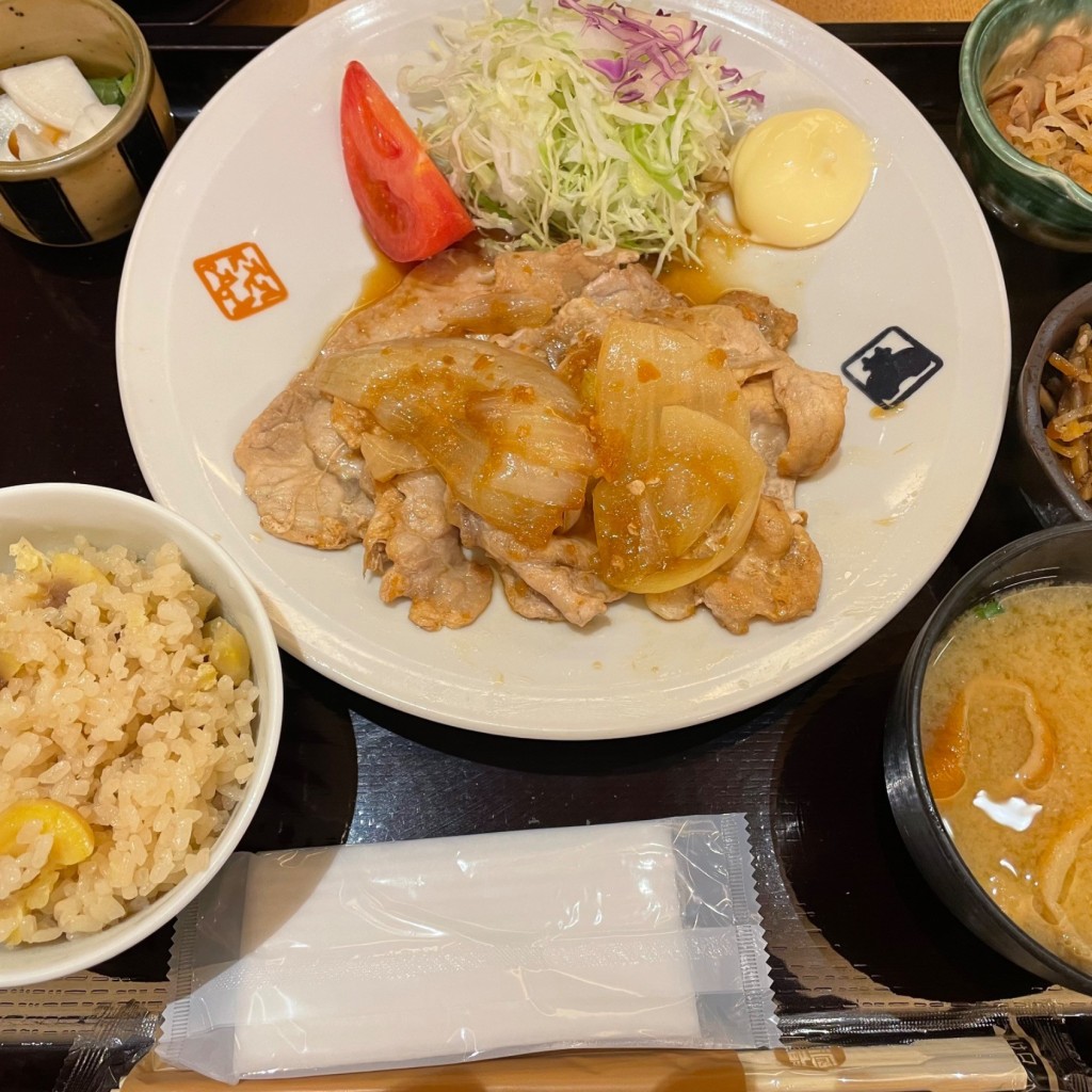 ユーザーが投稿した生姜焼き定食Lunchの写真 - 実際訪問したユーザーが直接撮影して投稿した土岐ヶ丘定食屋大かまど飯 寅福 土岐プレミアムアウトレット店の写真