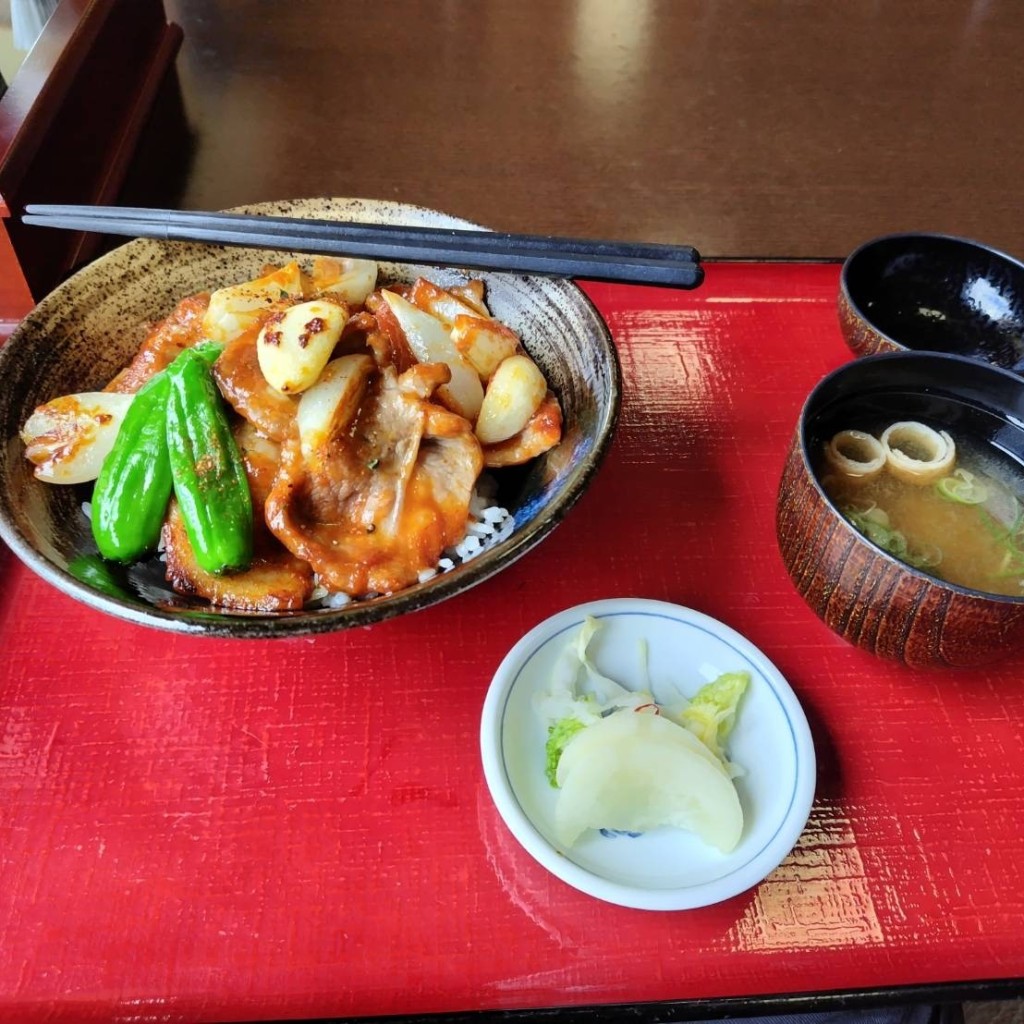 ユーザーが投稿したにんにく味噌豚丼の写真 - 実際訪問したユーザーが直接撮影して投稿した(番地が直接)和食 / 日本料理小菅の湯 ひのきの写真