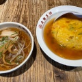 天津飯ラーメンセット - 実際訪問したユーザーが直接撮影して投稿した外神田餃子大阪王将 末広町店の写真のメニュー情報