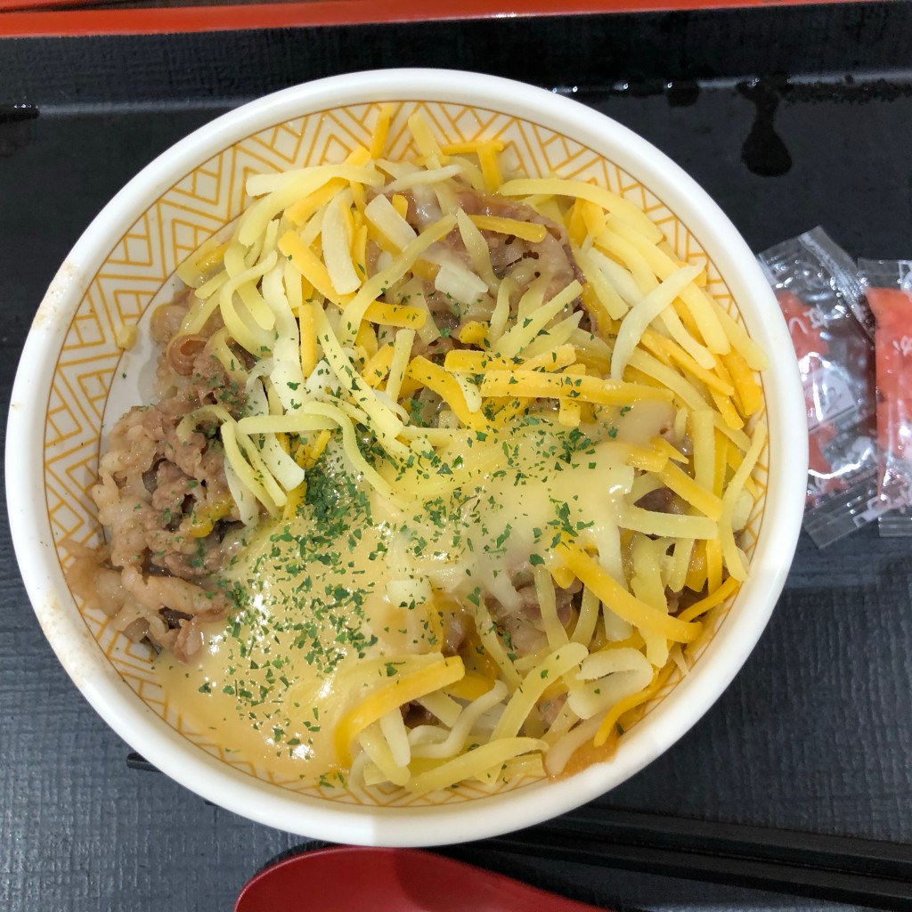 ユーザーが投稿したチーズ牛丼の写真 - 実際訪問したユーザーが直接撮影して投稿した天神牛丼すき家 アリオ上田店の写真