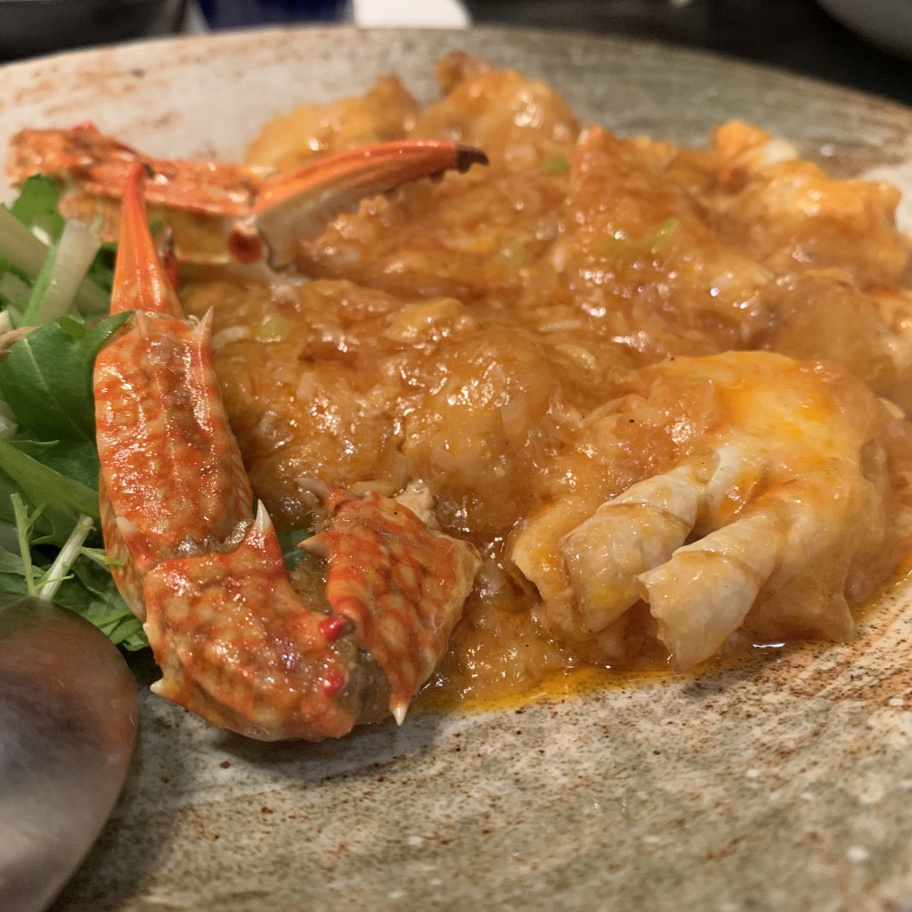 ユーザーが投稿した蟹のチリソース炒めの写真 - 実際訪問したユーザーが直接撮影して投稿した逢阪中華料理チャイナダイニング アルファの写真