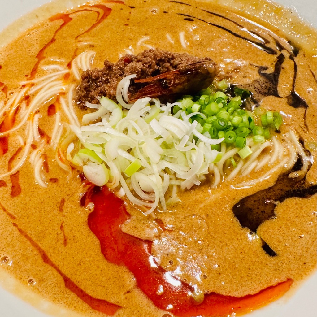 ユーザーが投稿した海老寿久坦々麺(追いリゾット付)の写真 - 実際訪問したユーザーが直接撮影して投稿した荒川担々麺麺屋 愛心 TOKYO町屋店の写真