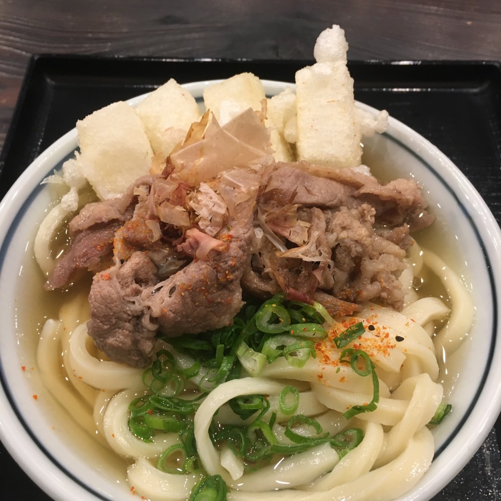 ユーザーが投稿した揚げ餅肉うどんの写真 - 実際訪問したユーザーが直接撮影して投稿した住吉町うどん饂飩頑陣の写真