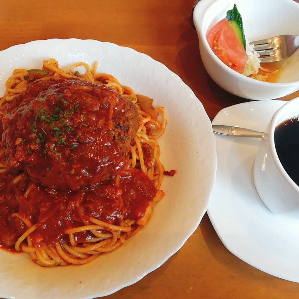 ユーザーが投稿したハンバーグスパゲッティの写真 - 実際訪問したユーザーが直接撮影して投稿した吉田法花堂喫茶店サントス珈琲店の写真
