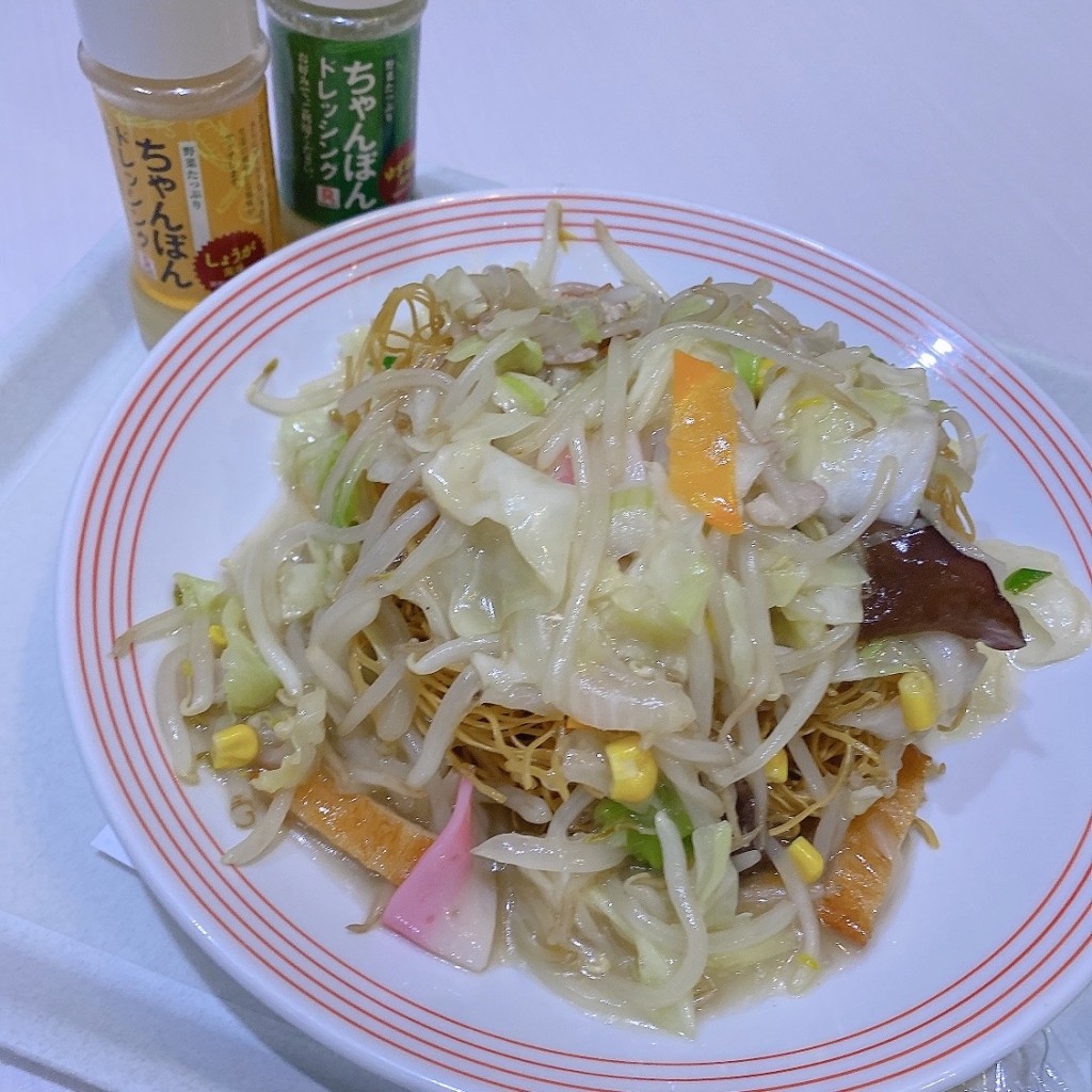 ユーザーが投稿した野菜たっぷり皿うどんの写真 - 実際訪問したユーザーが直接撮影して投稿した寿町ちゃんぽんリンガーハット アリオ倉敷店の写真