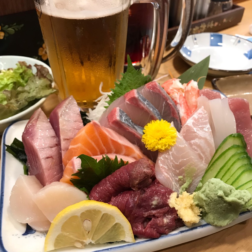 ユーザーが投稿した刺身盛り合わせの写真 - 実際訪問したユーザーが直接撮影して投稿した諏訪栄町魚介 / 海鮮料理壮大家の写真