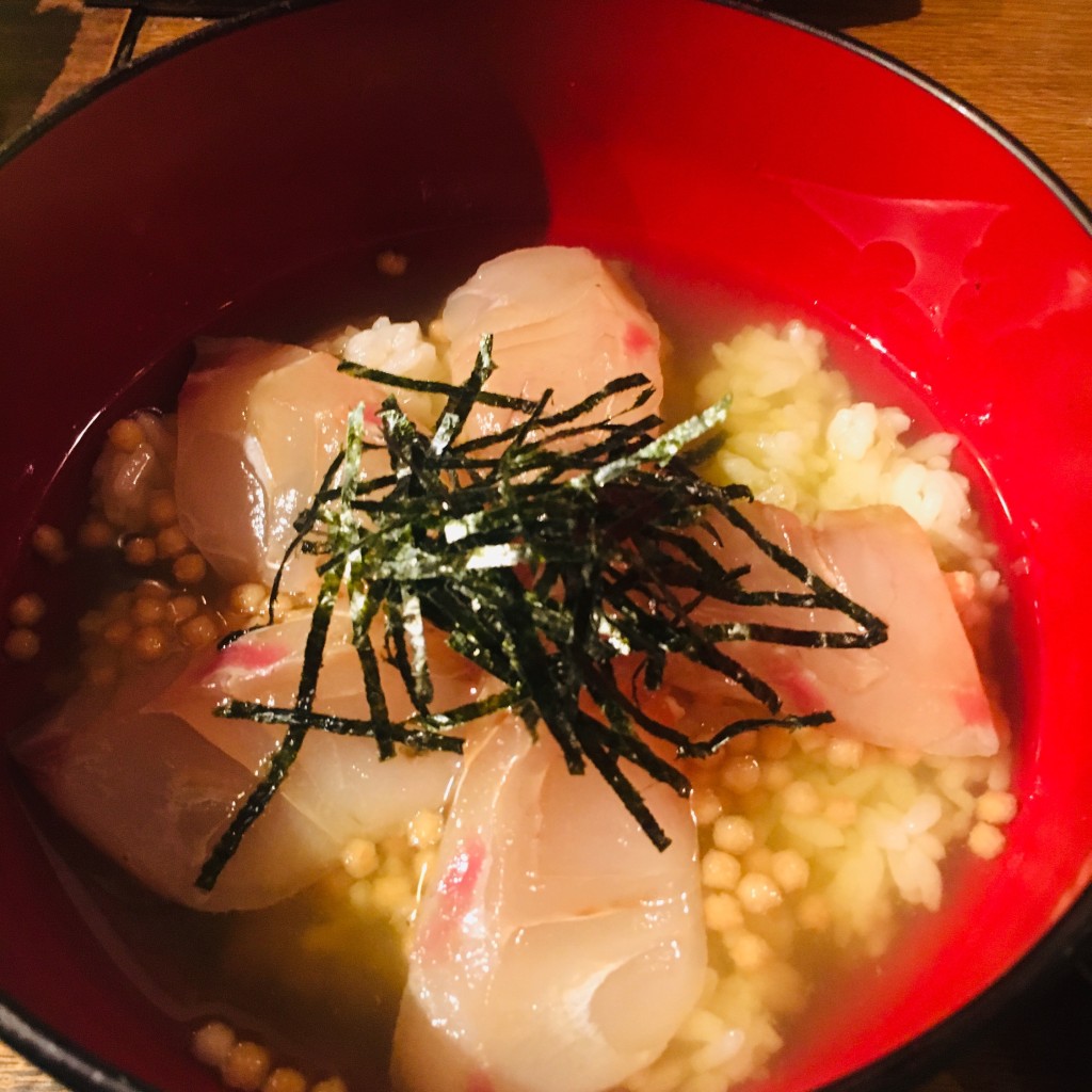 ユーザーが投稿した天然鯛のお茶漬けの写真 - 実際訪問したユーザーが直接撮影して投稿した西大寺本町魚介 / 海鮮料理魚源の写真