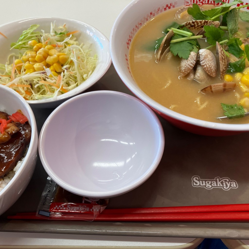 ユーザーが投稿した味噌あさりラーメンの写真 - 実際訪問したユーザーが直接撮影して投稿した国久保ラーメン専門店スガキヤ MEGAドン・キホーテUNY富士吉原店の写真