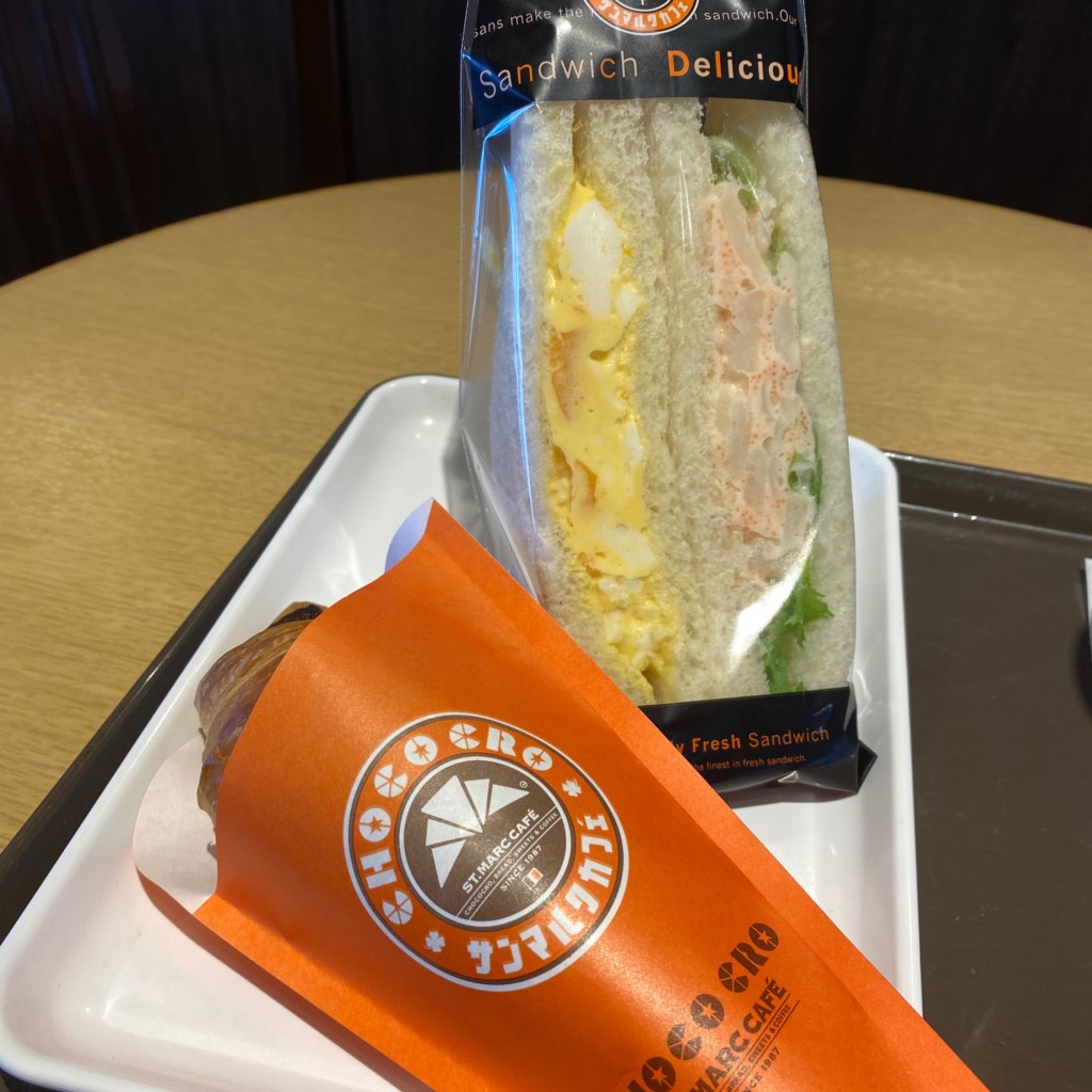 ユーザーが投稿したLunchサンドイッチセット アインの写真 - 実際訪問したユーザーが直接撮影して投稿した与次郎カフェサンマルクカフェ アクロスプラザ与次郎店の写真