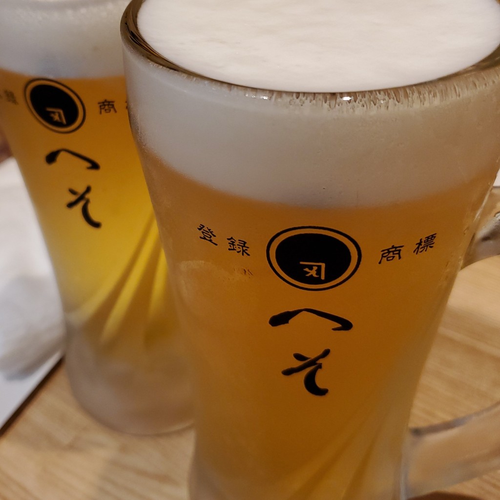 ユーザーが投稿した生ビールの写真 - 実際訪問したユーザーが直接撮影して投稿した真苧屋町居酒屋天ぷら・割鮮酒処 へそ 京都店の写真