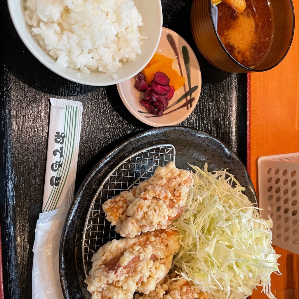 ユーザーが投稿した唐揚げ定食スモール肉の写真 - 実際訪問したユーザーが直接撮影して投稿した潮江からあげ唐揚げ専門 鶏力 JR尼崎店の写真