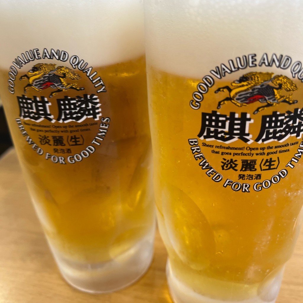 ユーザーが投稿した生ビール(淡麗)の写真 - 実際訪問したユーザーが直接撮影して投稿した博多駅中央街ラーメン / つけ麺名代ラーメン亭 博多駅地下街店の写真