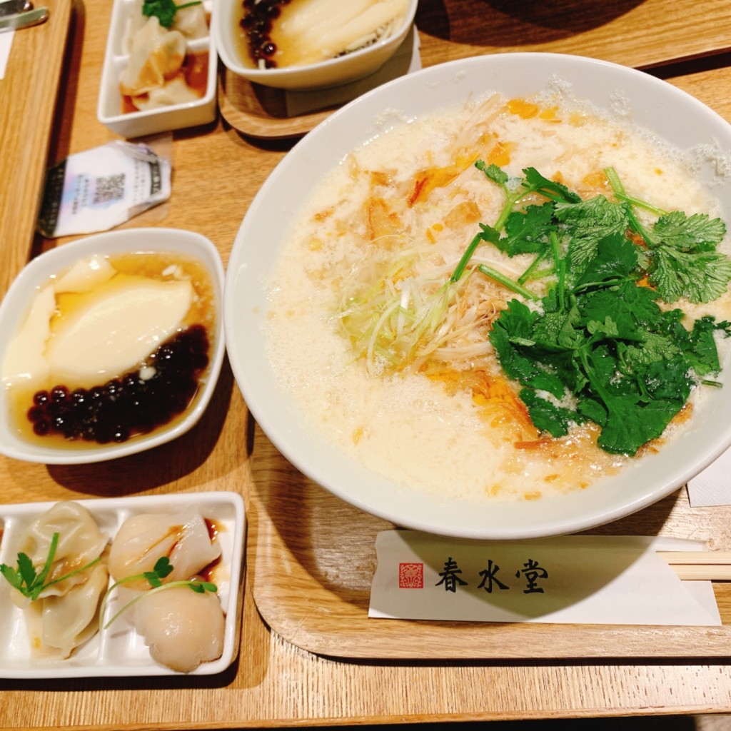 ユーザーが投稿した春水堂セット(豆摩鶏湯麺)の写真 - 実際訪問したユーザーが直接撮影して投稿した天神タピオカ春水堂 天神地下街店の写真