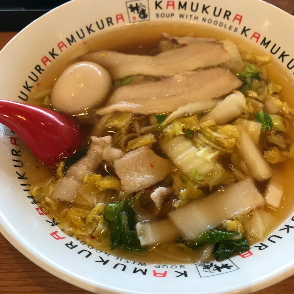 ユーザーが投稿した煮卵ラーメンの写真 - 実際訪問したユーザーが直接撮影して投稿した上富ラーメン専門店どうとんぼり神座 パサール三芳店の写真