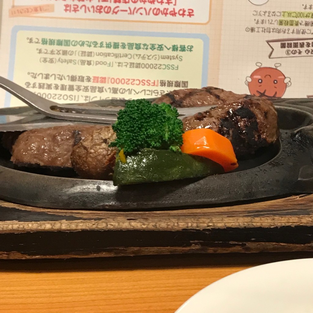 ユーザーが投稿したげんこつハンバーグ(セットメニュー付き)の写真 - 実際訪問したユーザーが直接撮影して投稿した上沢ハンバーグ炭焼きレストラン さわやか 函南店の写真