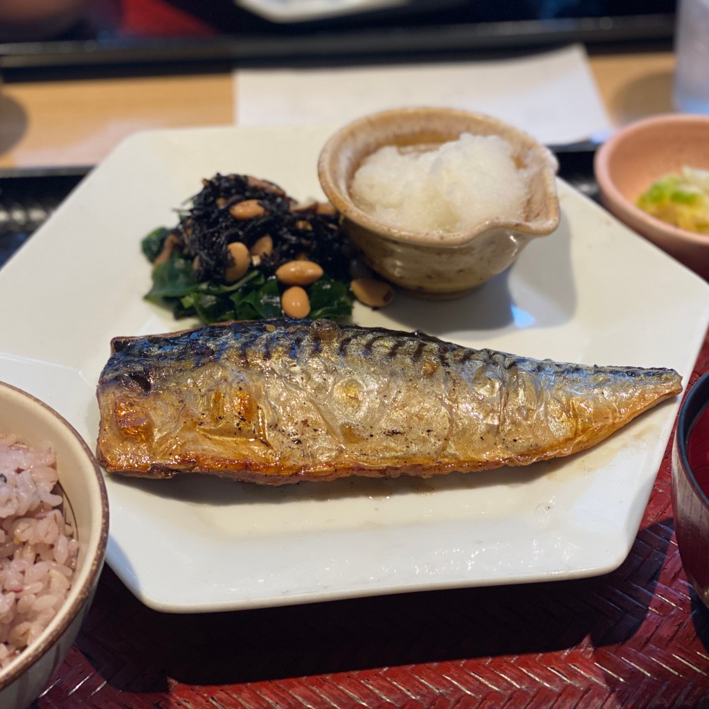 ユーザーが投稿したさばの炭火焼き定食の写真 - 実際訪問したユーザーが直接撮影して投稿した新宿定食屋大戸屋 新宿東口中央通り店の写真