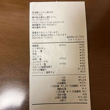 居酒屋 かのや 上野店のundefinedに実際訪問訪問したユーザーunknownさんが新しく投稿した新着口コミの写真