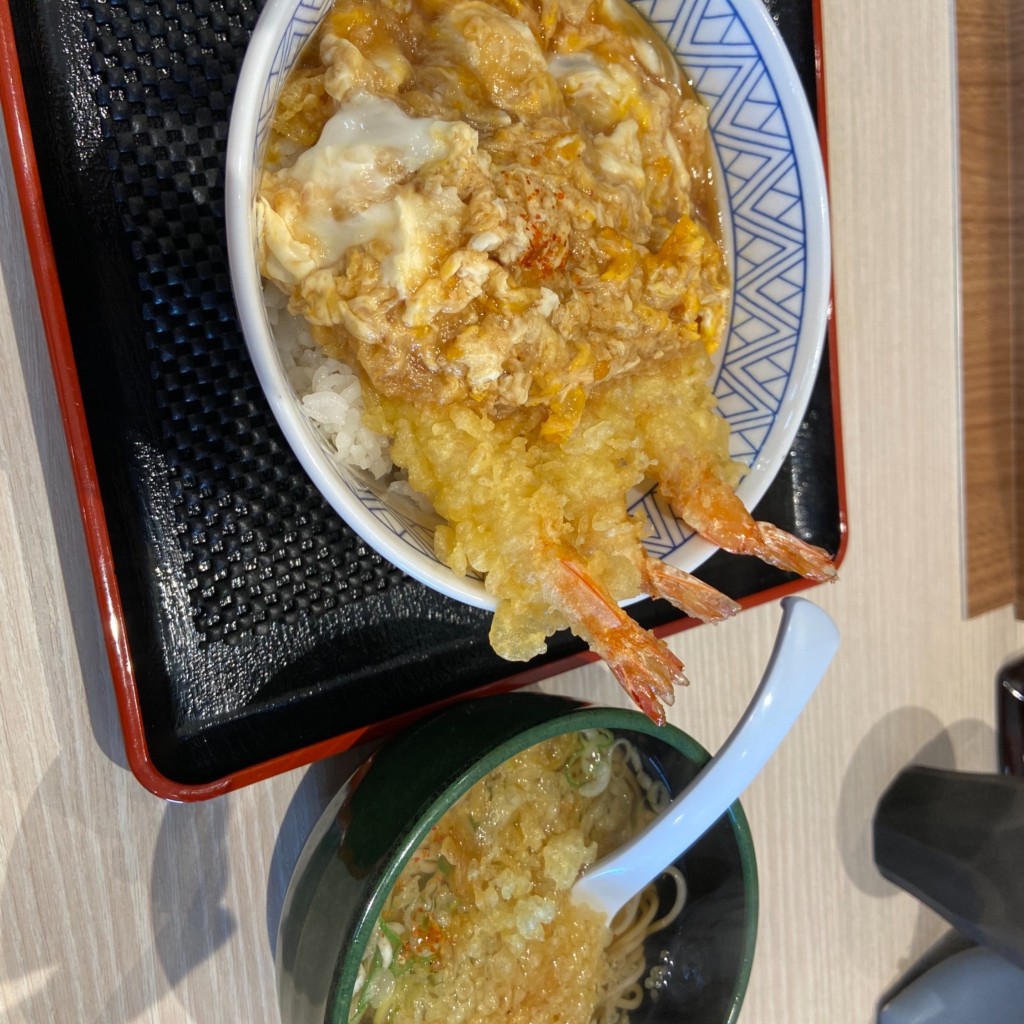 ユーザーが投稿した名古屋海老天丼ミニそばの写真 - 実際訪問したユーザーが直接撮影して投稿したくりえいと弁当 / おにぎりお弁当のヒライ サンリブ宗像店の写真