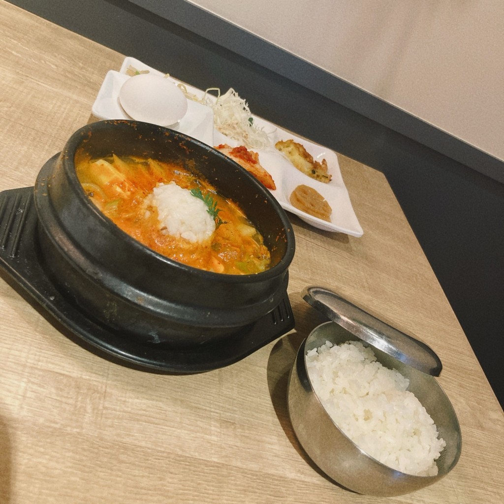 ユーザーが投稿した山芋スンドゥブセットの写真 - 実際訪問したユーザーが直接撮影して投稿した上野韓国料理bibim エキュート上野店の写真
