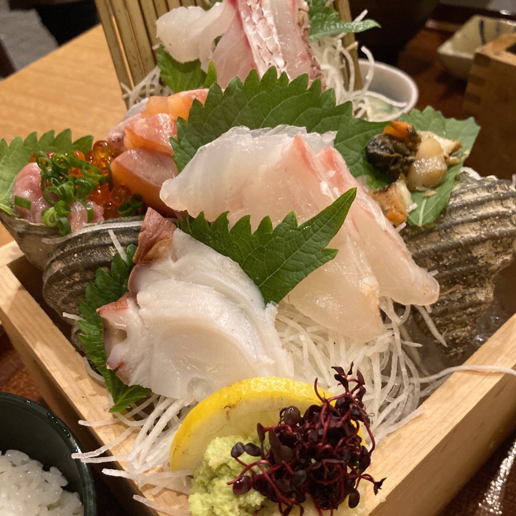 ユーザーが投稿した枡盛刺身定食(上)の写真 - 実際訪問したユーザーが直接撮影して投稿した中央町寿司寿司ろばた 八條の写真