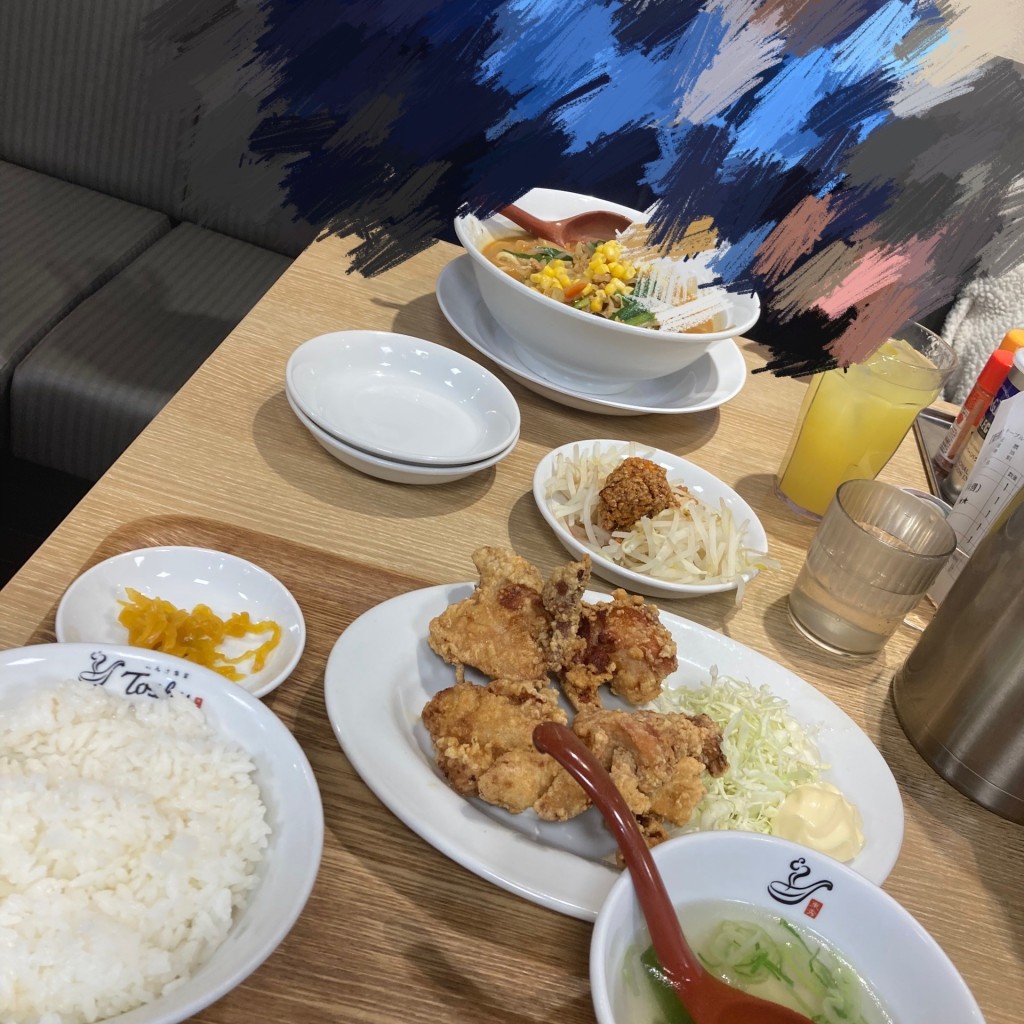 ユーザーが投稿した唐揚定食(4個)の写真 - 実際訪問したユーザーが直接撮影して投稿した宮崎中華料理れんげ食堂 Toshu 宮崎台店の写真