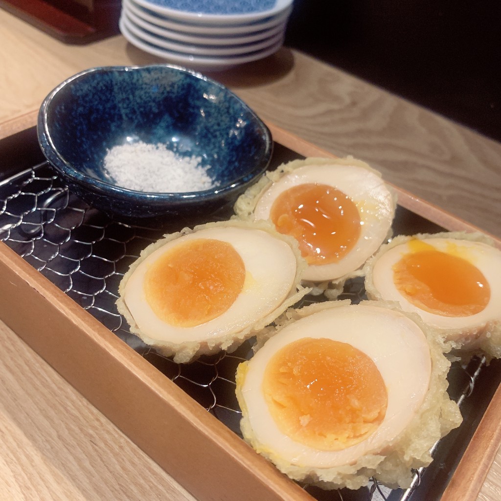 ユーザーが投稿した煮卵の天ぷらの写真 - 実際訪問したユーザーが直接撮影して投稿した宇田川町天ぷら立呑み天ぷら KIKUの写真