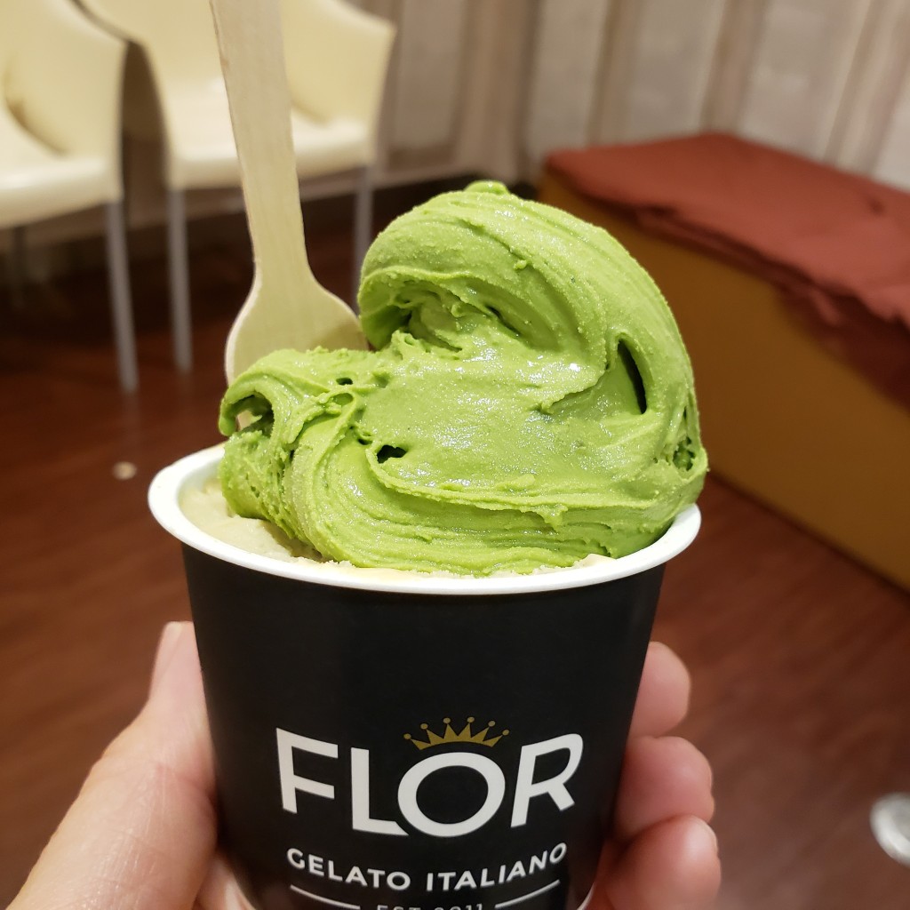 ユーザーが投稿したピスタチオ、抹茶の写真 - 実際訪問したユーザーが直接撮影して投稿した難波アイスクリームFLOR gelato Italiano OSAKA なんばCITY店の写真