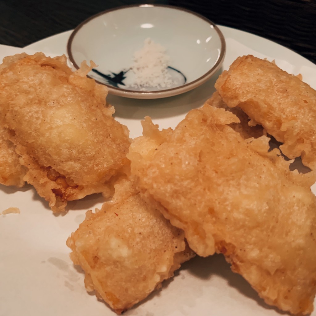 ユーザーが投稿したとうもろこしの天ぷらの写真 - 実際訪問したユーザーが直接撮影して投稿した新宿担々麺okudo 東京の写真