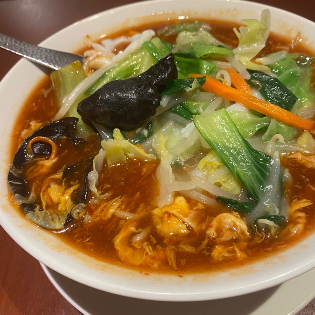 ユーザーが投稿した海鮮酸辣湯麺の写真 - 実際訪問したユーザーが直接撮影して投稿した日進町中華料理福盈門 川崎日航ホテル店の写真