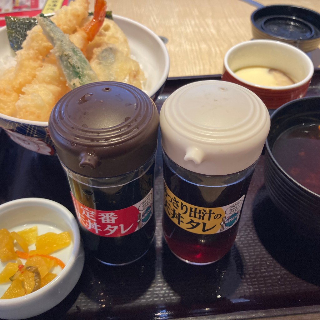 ユーザーが投稿した天丼セット    大ご飯 茶蒸赤出の写真 - 実際訪問したユーザーが直接撮影して投稿した竹田七瀬川町ファミリーレストラン和食さと 竹田店の写真