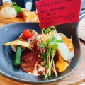 目玉焼きチーズハンバーグ - 実際訪問したユーザーが直接撮影して投稿した芦谷ステーキカフェオープンの写真のメニュー情報