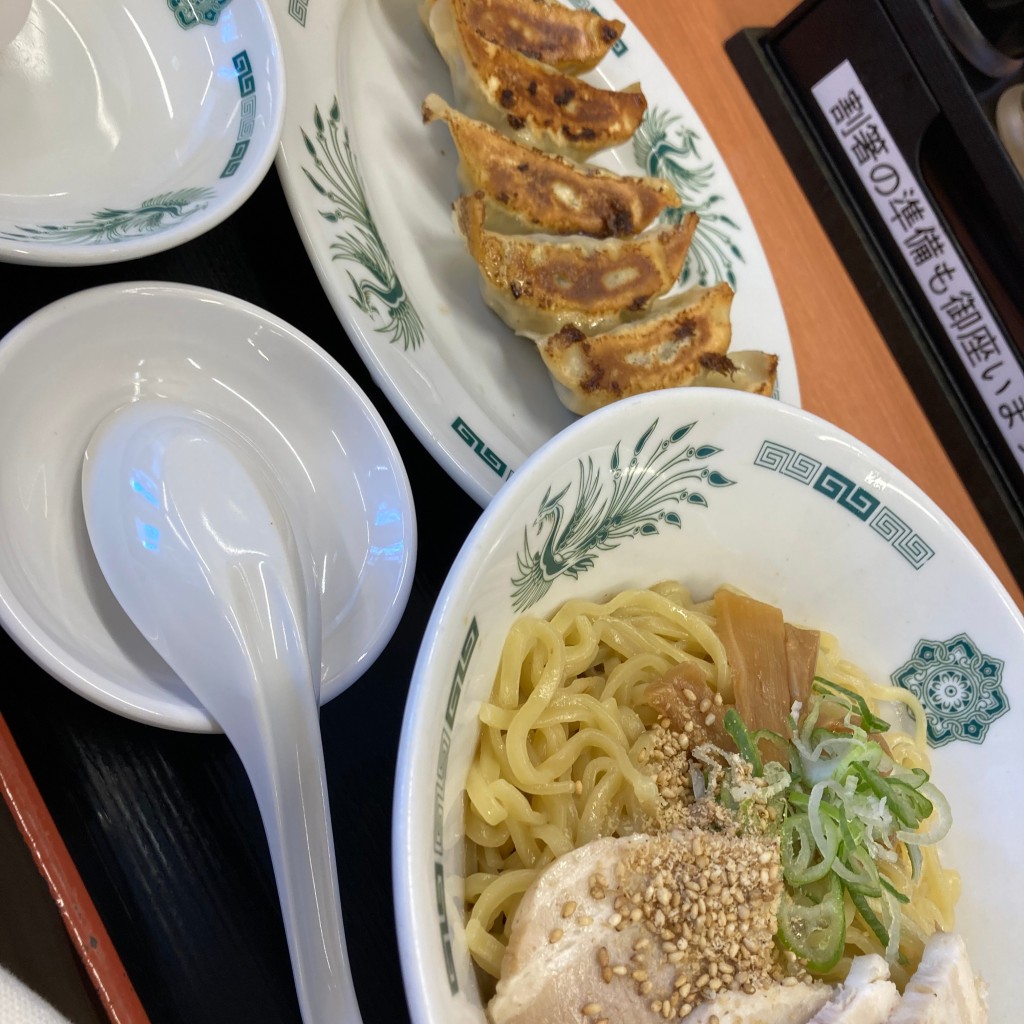 ユーザーが投稿した汁なしラーメン+温玉の写真 - 実際訪問したユーザーが直接撮影して投稿した吉敷町中華料理日高屋 コクーンシティ店の写真