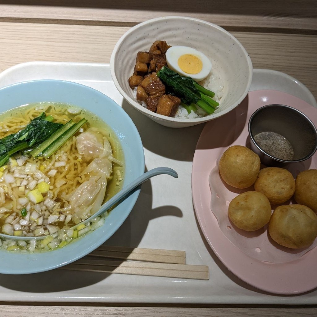 ユーザーが投稿した麺+飯セット(ワンタン麺・)ミニ魯肉飯の写真 - 実際訪問したユーザーが直接撮影して投稿した糀台中華料理da pai dang 105 プレンティ西神中央店の写真