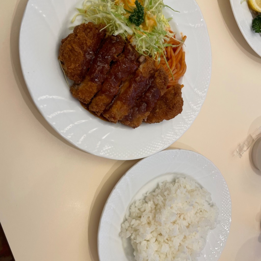 ユーザーが投稿したデミグラスソースポークカツ定食の写真 - 実際訪問したユーザーが直接撮影して投稿したカフェ駅前パーラー JO-TERRACE OSAKAの写真