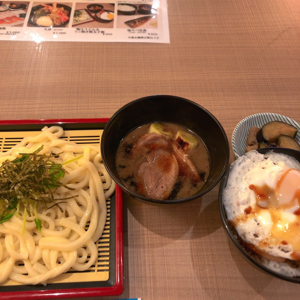 ユーザーが投稿した鴨汁うどん&玉子飯の写真 - 実際訪問したユーザーが直接撮影して投稿した上野魚介 / 海鮮料理活鮮市場 上野弐号店の写真