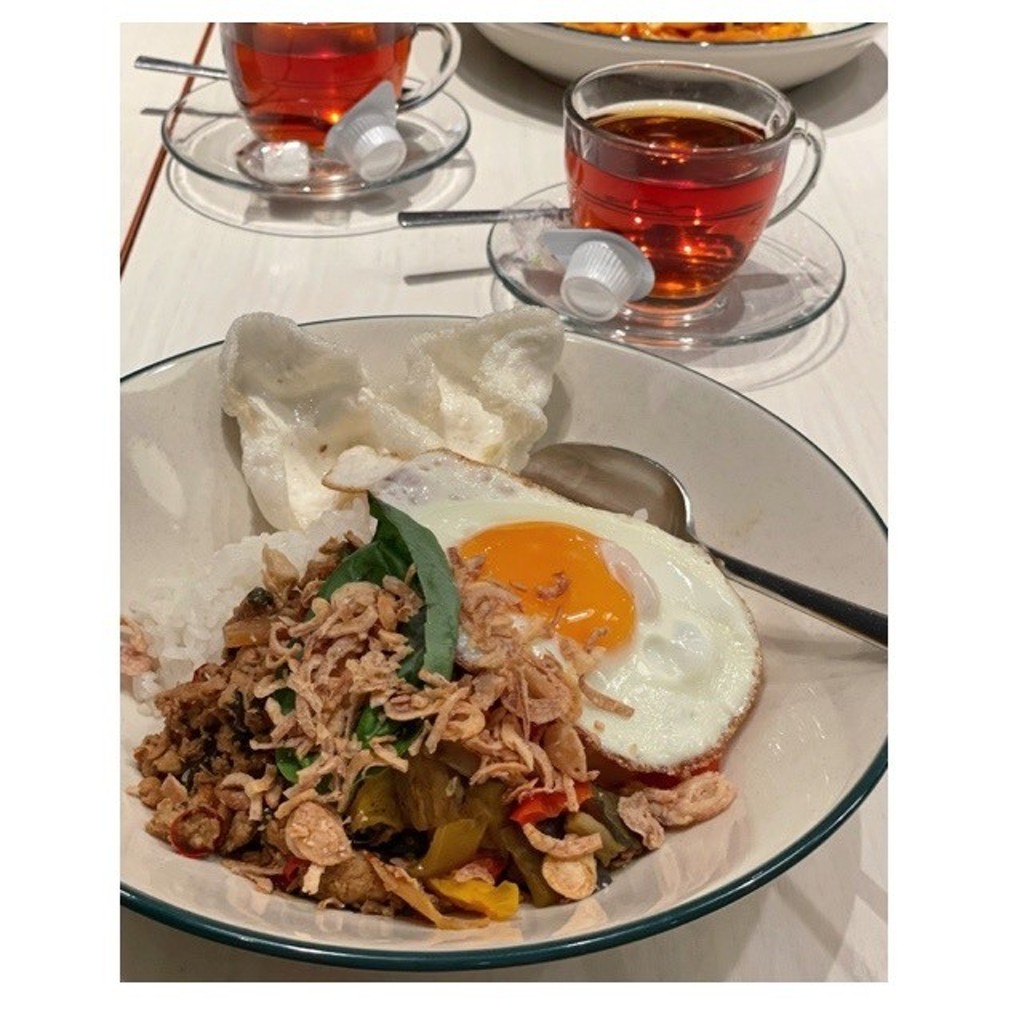 ユーザーが投稿した鶏ひき肉のガパオライスの写真 - 実際訪問したユーザーが直接撮影して投稿した新宿カフェWIRED CAFE ルミネエスト新宿店の写真