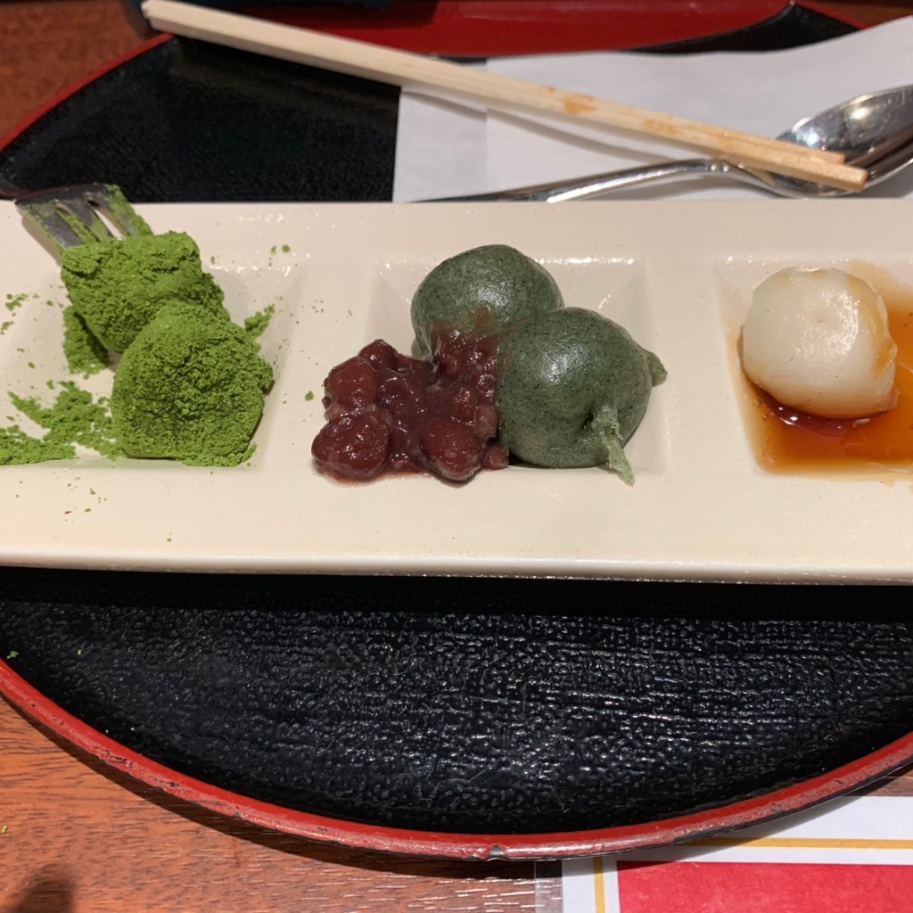 ユーザーが投稿したミニ串団子とわらび餅の写真 - 実際訪問したユーザーが直接撮影して投稿した二島ファミリーレストランレストラン庄屋 イオン若松店の写真