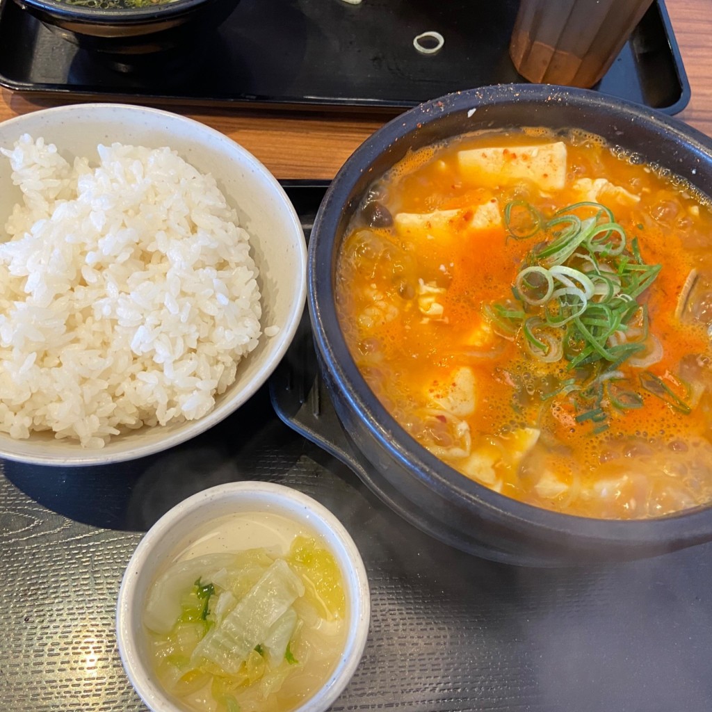 ユーザーが投稿したラーメンスン豆腐の写真 - 実際訪問したユーザーが直接撮影して投稿した野口町野口韓国料理韓丼 東加古川店の写真