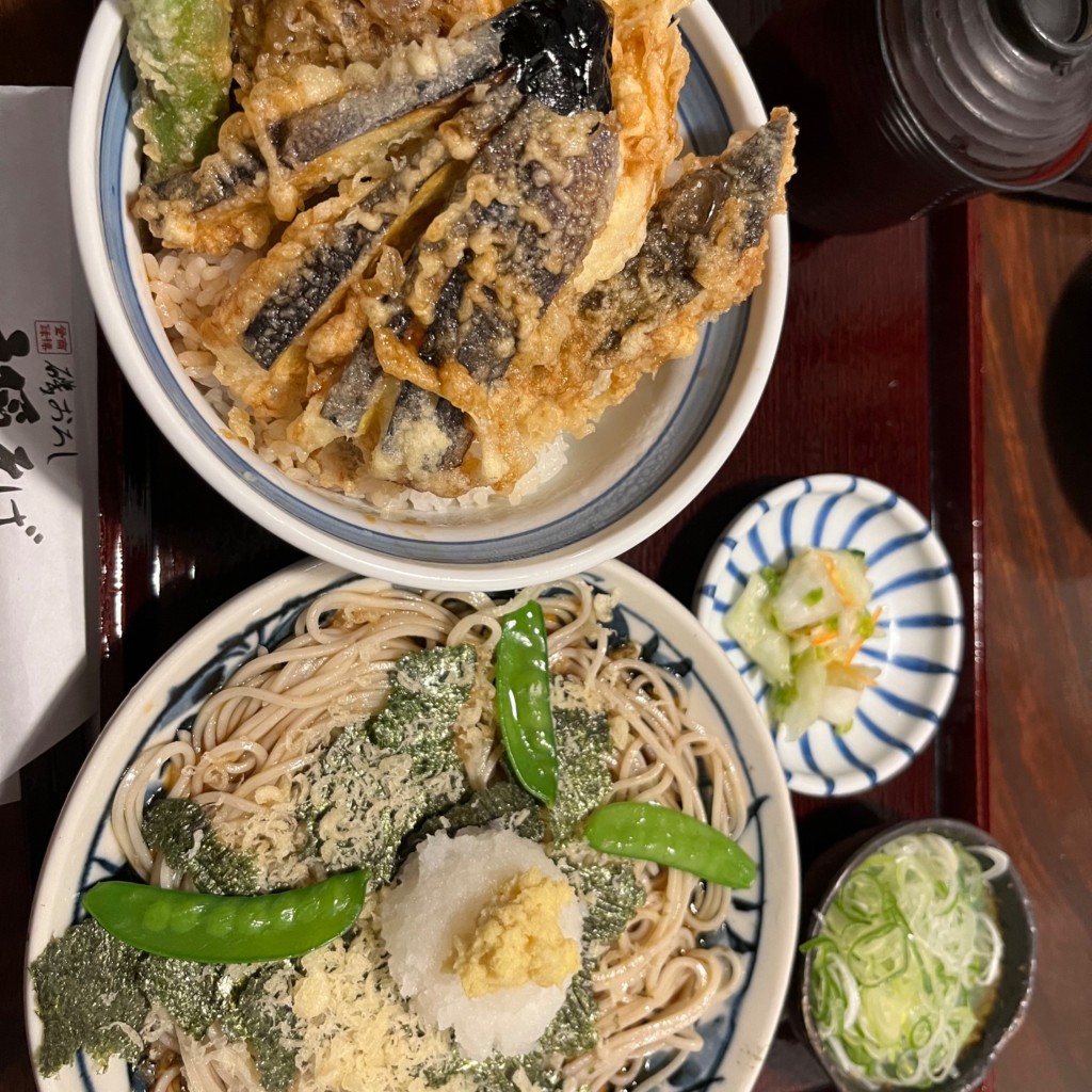 ユーザーが投稿した大秋鮭の天丼セットの写真 - 実際訪問したユーザーが直接撮影して投稿した清閑町そば戸隠そば 本店の写真