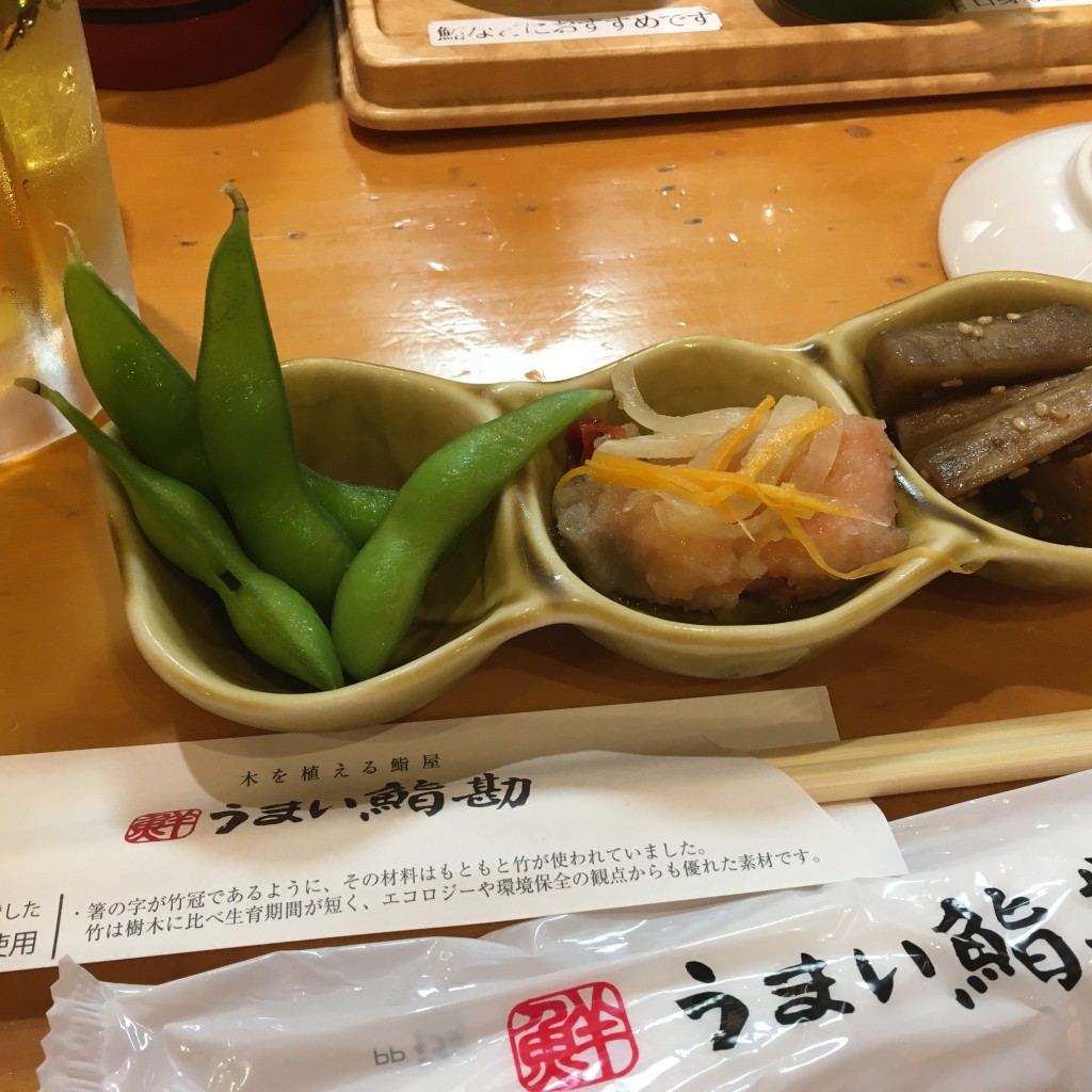 ユーザーが投稿した晩酌セットの写真 - 実際訪問したユーザーが直接撮影して投稿した中央寿司うまい鮨勘 名掛丁支店の写真