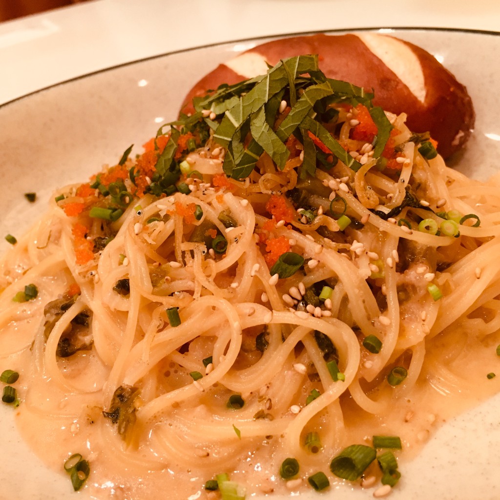 ユーザーが投稿したLunch高菜明太パスタの写真 - 実際訪問したユーザーが直接撮影して投稿した南幸カフェWIRED CAFE 横浜相鉄ジョイナス店の写真