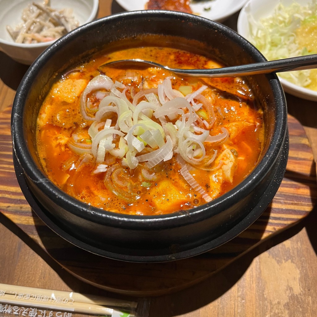 ユーザーが投稿したん豆腐定食の写真 - 実際訪問したユーザーが直接撮影して投稿した曙町韓国料理東大門タッカンマリ 立川店の写真
