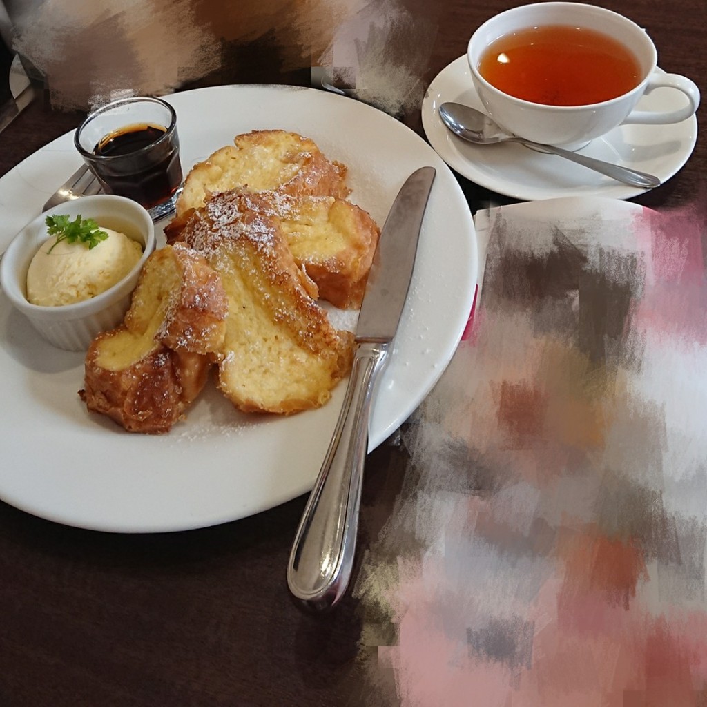 ユーザーが投稿したプレーンフレンチトーストの写真 - 実際訪問したユーザーが直接撮影して投稿したカフェカフェ ポワンの写真