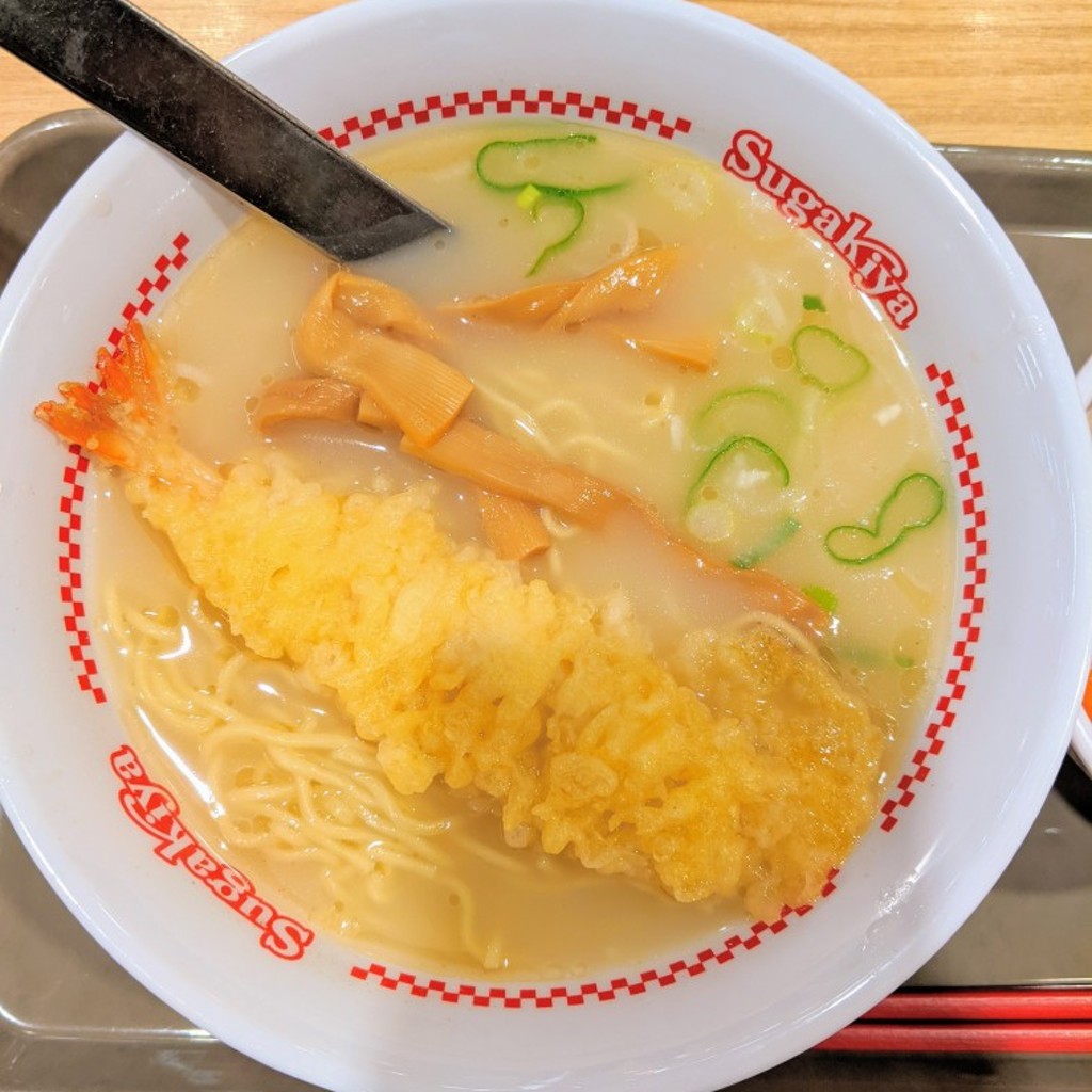 ユーザーが投稿した天ぷらラーメンの写真 - 実際訪問したユーザーが直接撮影して投稿した笹ヶ根ラーメン専門店スガキヤ 守山イオン店の写真