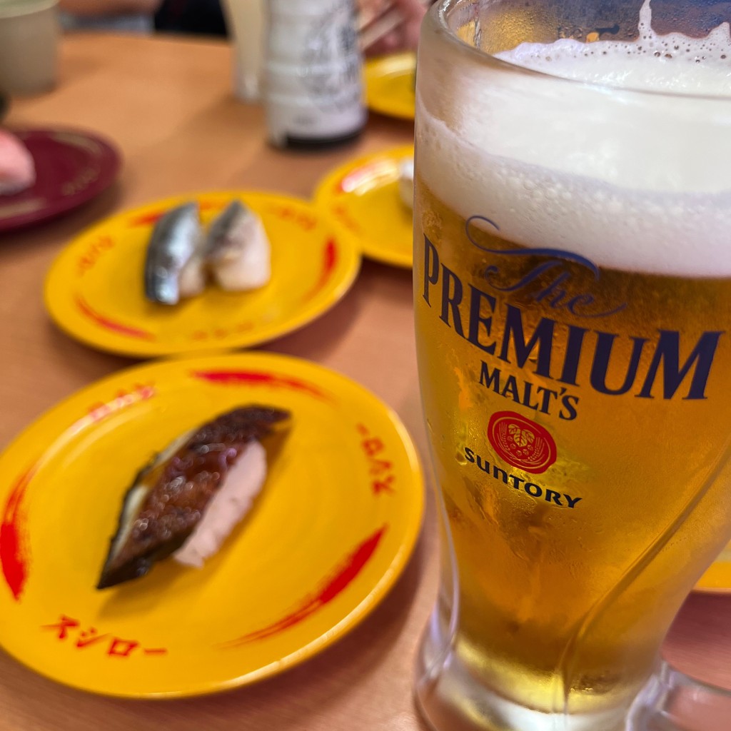 ユーザーが投稿した生ビールの写真 - 実際訪問したユーザーが直接撮影して投稿した万願寺回転寿司スシロー日野バイパス店の写真