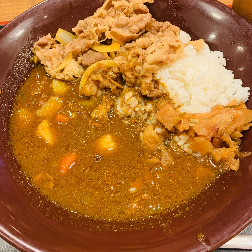 ユーザーが投稿した牛あいがけカレーの写真 - 実際訪問したユーザーが直接撮影して投稿した西新宿牛丼すき家 新宿NSビル店の写真